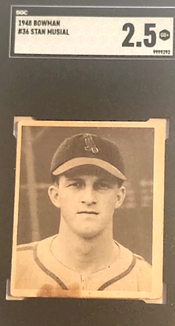 1948 BOWMAN #36 STAN MUSIAL SGC 2.5 GOOD+ RC ROOKIE HOF