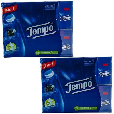 Tempo Taschentücher 4 lagig 2 Pakete 30x10 Stück = 600 Stück waschmaschinenfest