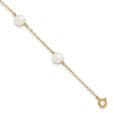 14k Yellow Gold 6-7mm White Near-Round Freshwater Cultured Pearl 6-Station 9