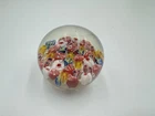 Vtg Art Glass Floral Millefiori Paperweight Small Murano Style Multicolor