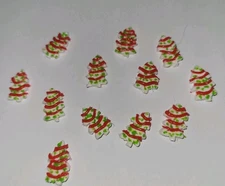 Dollhouse Retro Christmas Tree Cakes Set 12 Decorated Dessert Cakes