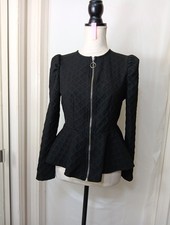 Women's black textured zip-up jacket Size S