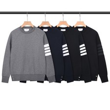 New Tb Autumn Waffle Round Neck Sweater Men's Casual Yarn-Dyed Four-Bar Tops