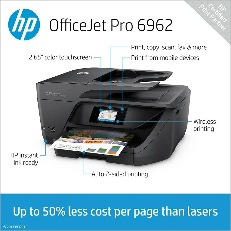 New HP OfficeJet 6962 All-in-One Wireless Inkjet Printer - Image 3 of 4