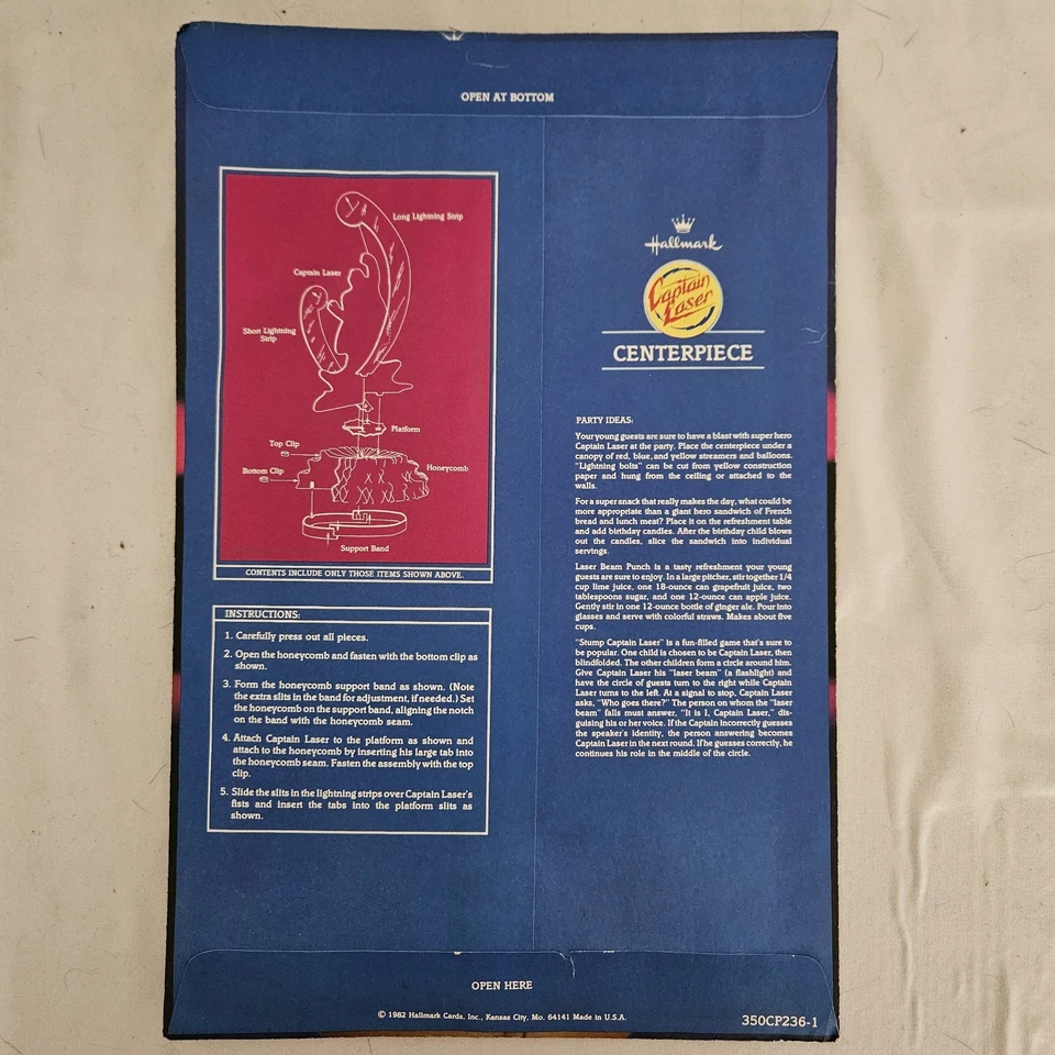 Centro de mesa de panal RHTF Captain Laser Hallmark Vintage 1982 Nuevo de Lote Antiguo 14,25" Foto 4 de 4