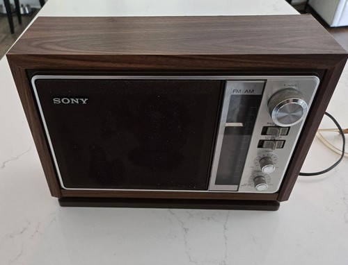 Vintage Sony ICF-9740W Radio AM FM Table Top Mid Century Simulated Wood ...
