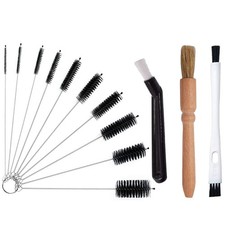 Coffee Brush Set, 13 Pieces Natural Wood Nylon, Includes Wooden, Plastic, S...
