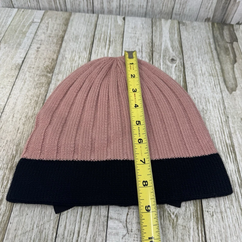NUEVO SIN ETIQUETAS Kate Spade Sombrero Tejido Negro Lazo Talla Única Rosa Gorro Invierno Cálido Foto 4 de 4
