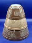 Set Of 3 Vintage Pyrex Woodland Brown Mixing Nesting Bowls 401, 402, 403