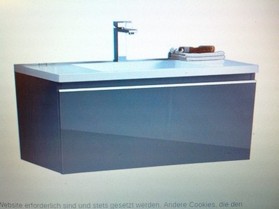 EAGO MILANO STONEART WASCHTISCH mit UNTERSCHRANK schwarz glänzend