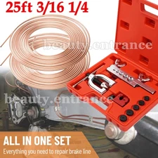 Racewill Brake Line Kit 3/16 + 1/4 25FT Copper Pipe Flaring Tool 40 Nuts Fitting