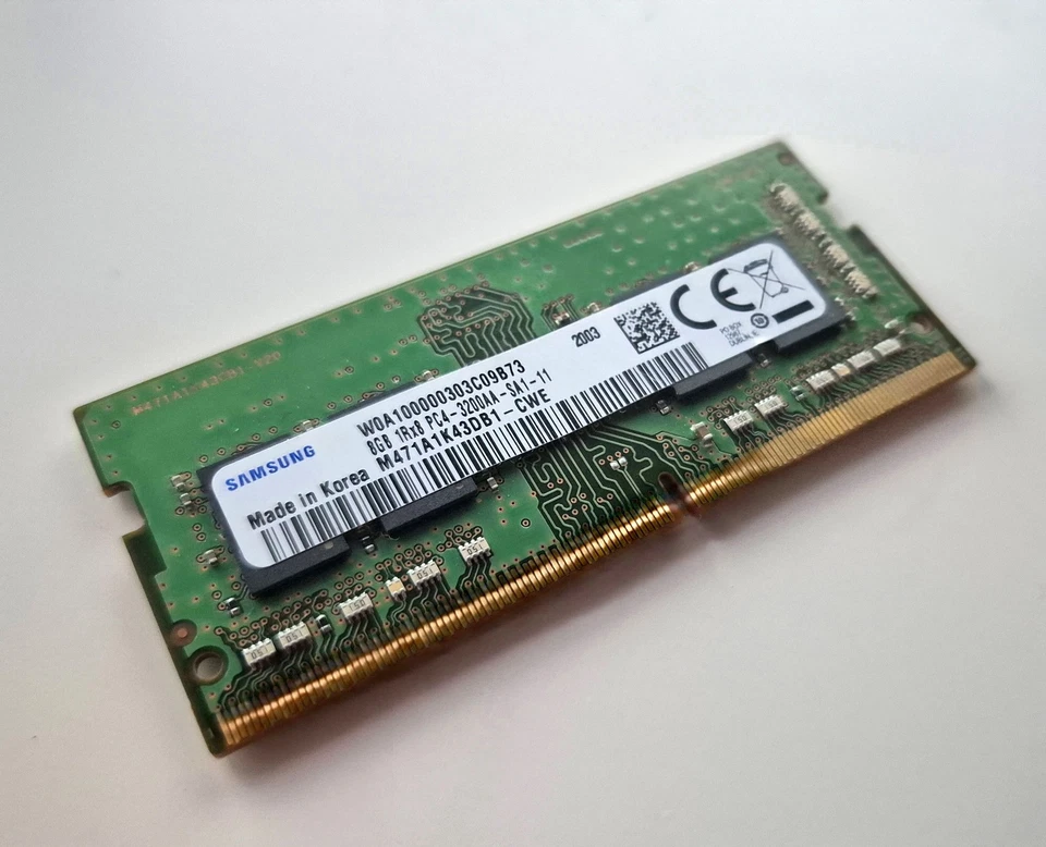 Samsung 8GB DDR4 SO-DIMM RAM - M471A1K43DB1-CWE - 1Rx8 PC4-3200AA - SA1 - 11