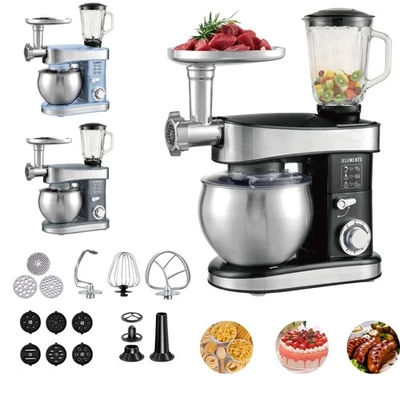KB ELEMENTS 3 in1 Küchenmaschine - 7,5L, 2000W, Fleischwolf, StandMixer, 6 x Nudelaufsätzen
