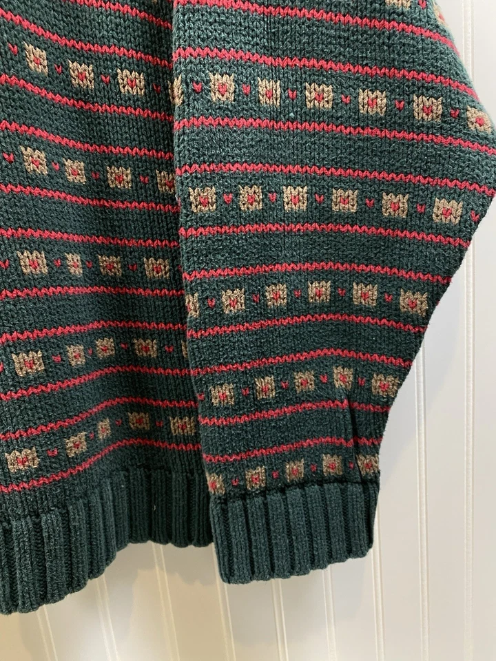 Vintage 90s Eddie Bauer Cotton Crewneck Sweater Men’s 2XL Fair Isle Pattern Cozy - Image 3 of 4