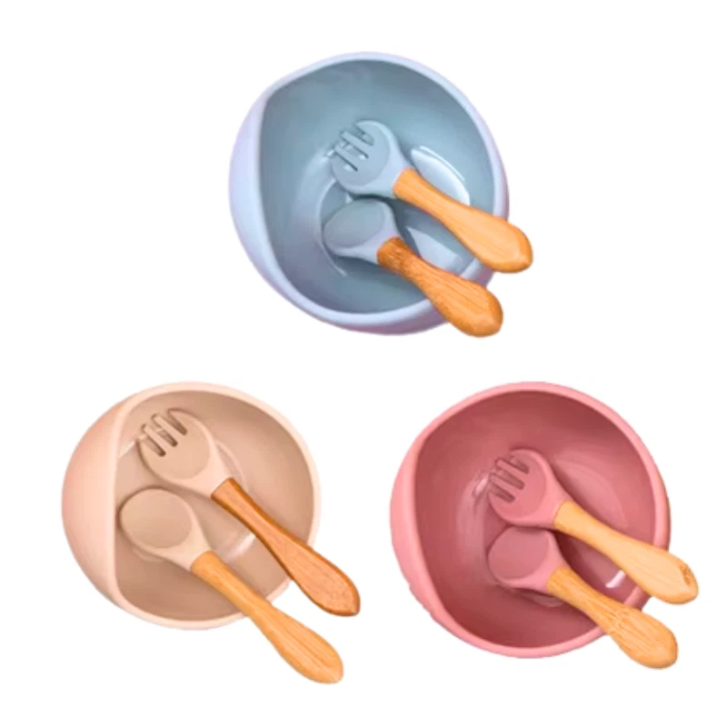 Neues 6-teiliges Silikon Baby Geschirr Set, Kinderteller- Bambus Teile, BPA Frei - Bild 4 von 4