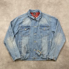 Vintage Aztec Denim Jacket Mens Large Vavajo Vintage Western Trucker, Blue