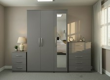 Fully Assembled 3 Piece Furniture Set, 3 Door Wardrobe, Chest Drawer, Bedside