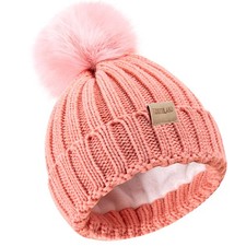 Childrens Winter Warm Pompom Hat Fleece Lined Knit Beanie for Kids Aged 3-9, ...