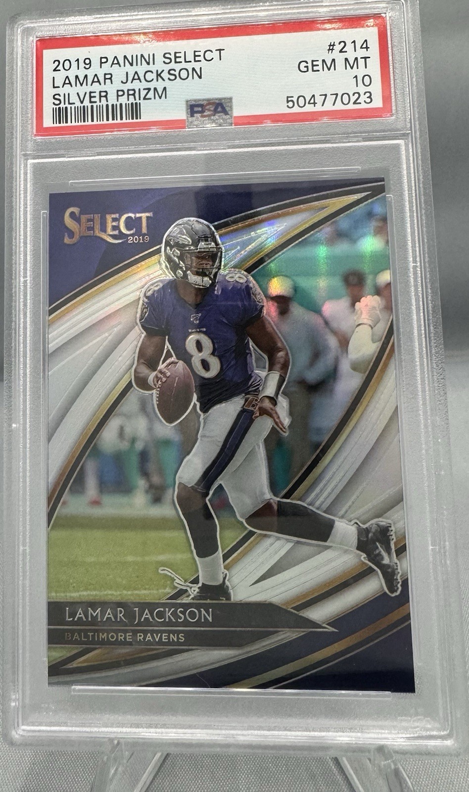 2019 Select Lamar Jackson Silver Prizm Field Level #214 Ravens PSA 10