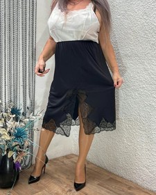 vintage charnos  nylon black half slip underskirt lingerie  size XL