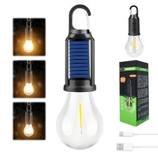 Solar Tent Camping Light Bulb Rechargeable Portable LED Camping Lantern 3 Modes
