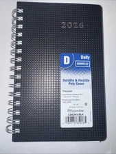 2026 Brownline CB634V.BLK Duraflex Daily Monthly Planner Appointment Book 8”x 5”