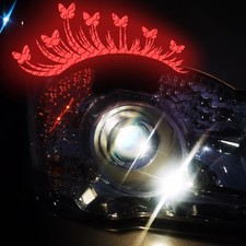 1pairs Car Headlight Butterfly Eyelashes Reflective Stickers Fake E Color Red