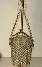 Antique Art Nouveau Sterling Silver Mesh Purse Set w/ German Silver Coin Bag