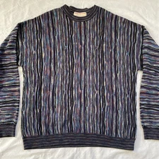 Vintage Norm Thompson Cosby Multicolored Coogi Style 90's Sweater Mens Sz XL