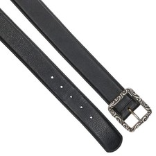 Chrome Hearts BLT SCRLREC Rectangle Scroll Leather Belt Silver and Black Size 34