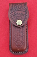 OLDER  CASE XX LEATHER FLAP SHEATH BASKETWEAVE FOR SHARKTOOTH KNIFE NEVER USED