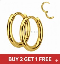 Men Women Surgical Stainless Steel Thick Huggie Hoop Earrings – Silver Round Pai