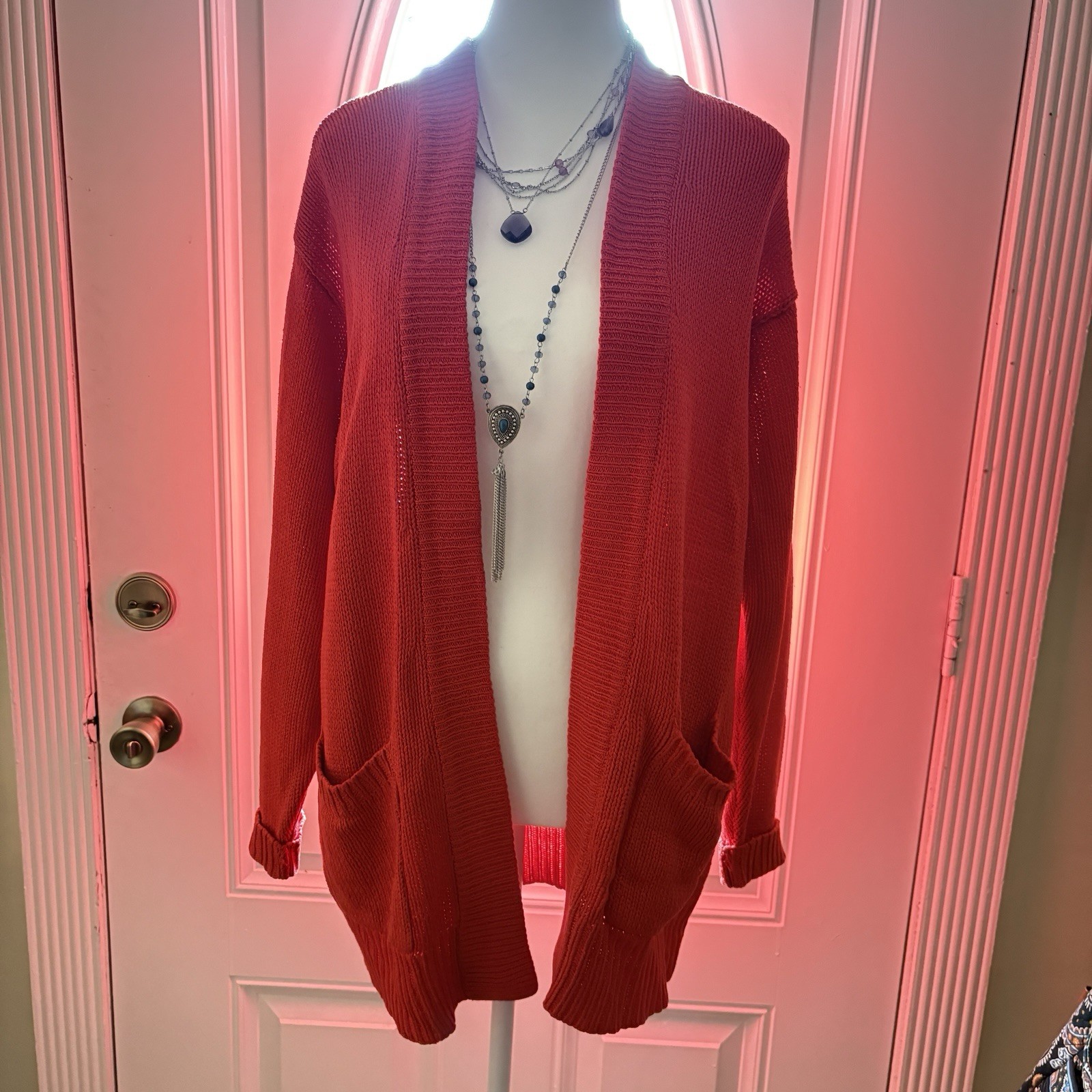 Liz Claiborne vintage women’s red sweater cardigan 100% silk size S
