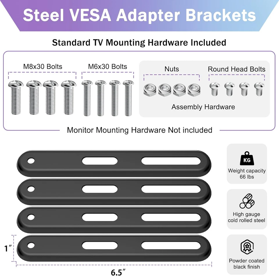 VESA Mount Adapter Kit for Screens 32 to 55 inch LCD LED TV，TV Wall Mount Bracke - Image 2 of 4