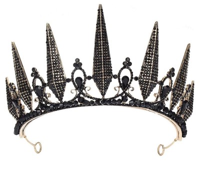 Black Crown for Women Durable Crowns Gothic Crown Baroque Black Queen Crown 