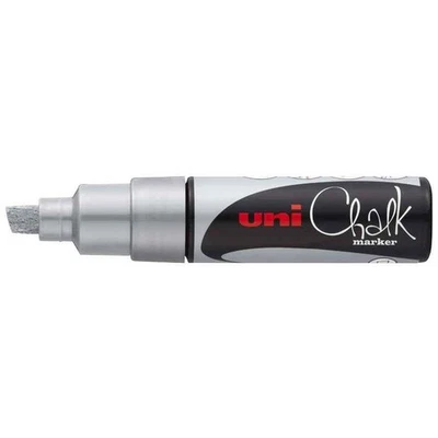[PWE-8K AR] uni-ball Marqueur craie pointe biseautée large PWE8K AR Argent - Photo 1/3