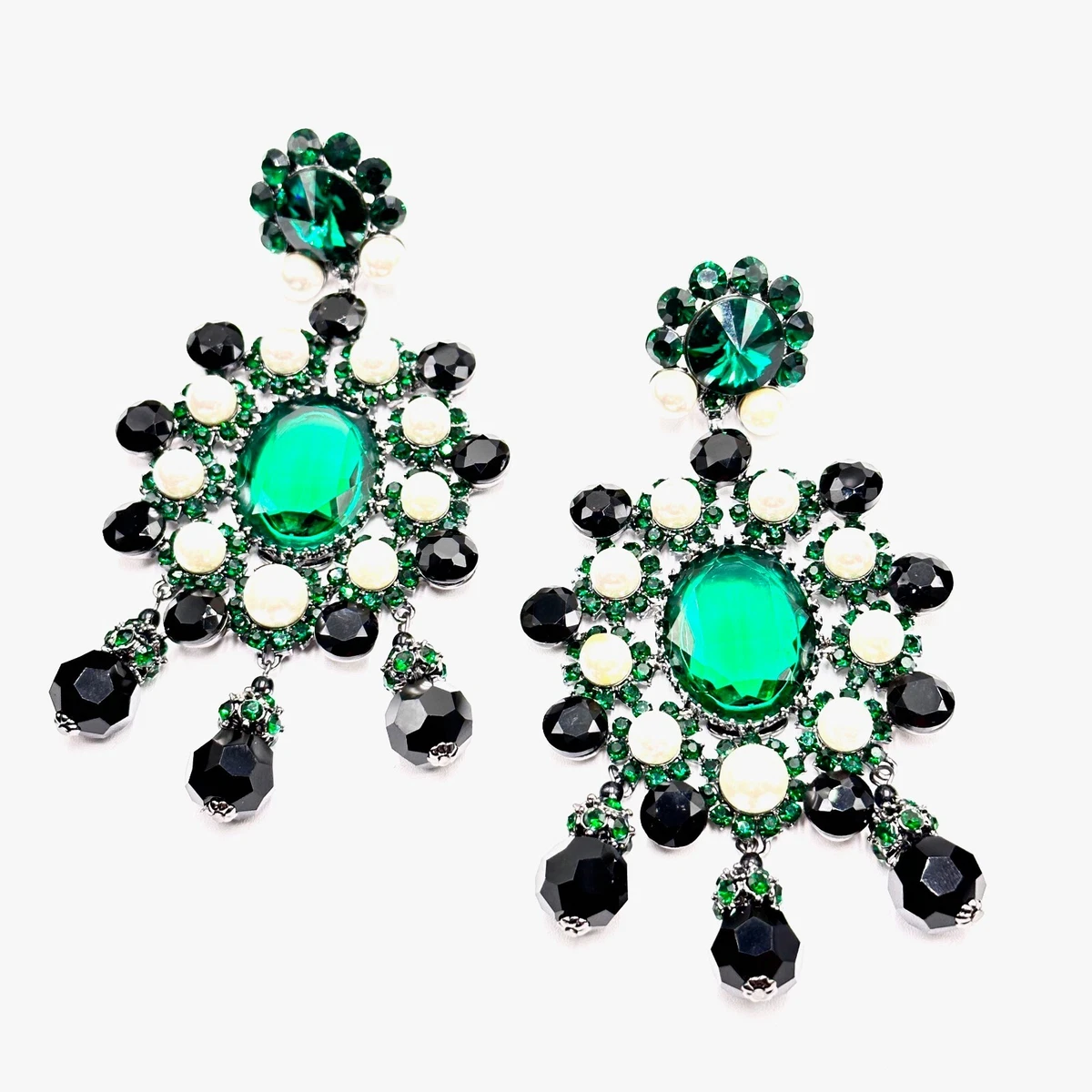Green clip best sale earrings