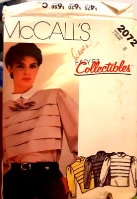 McCall's Easy Fit Collectibles Pattern 2072 Long Sleeve Blouse and Tie UNCUT