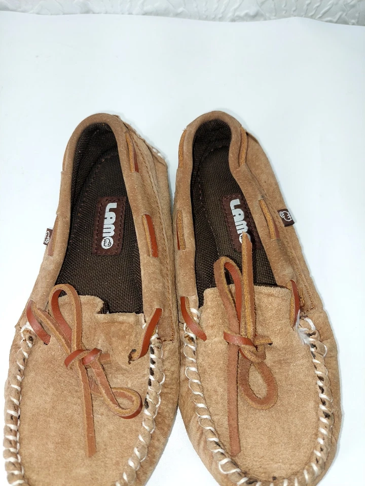 Zapatilla Lam Kids estilo mocasín piel sintética marrón gamuza suela dura talla 1 año Foto 4 de 4