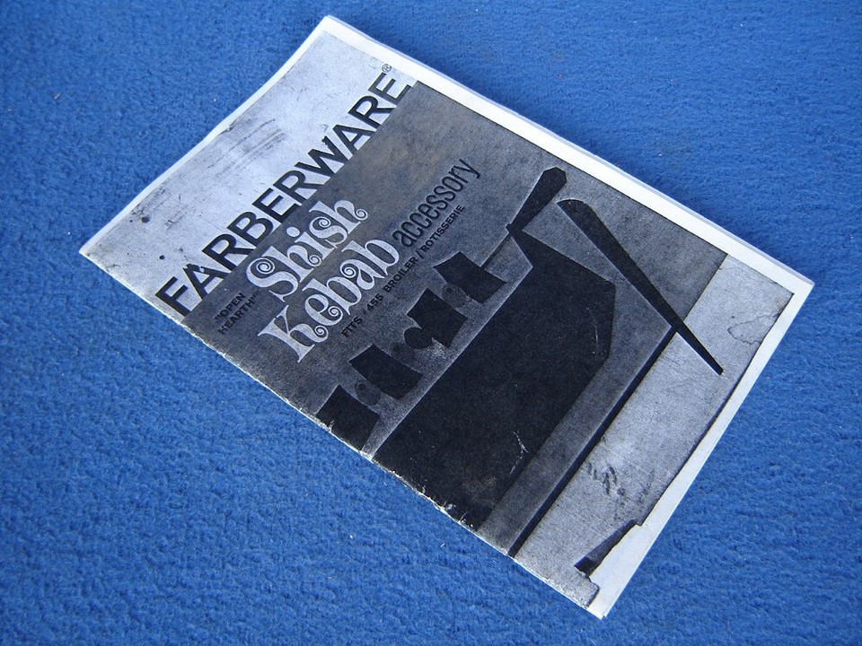 Farberware Shish Kebab Recipe Instruction BookRotisserie Grill Manual