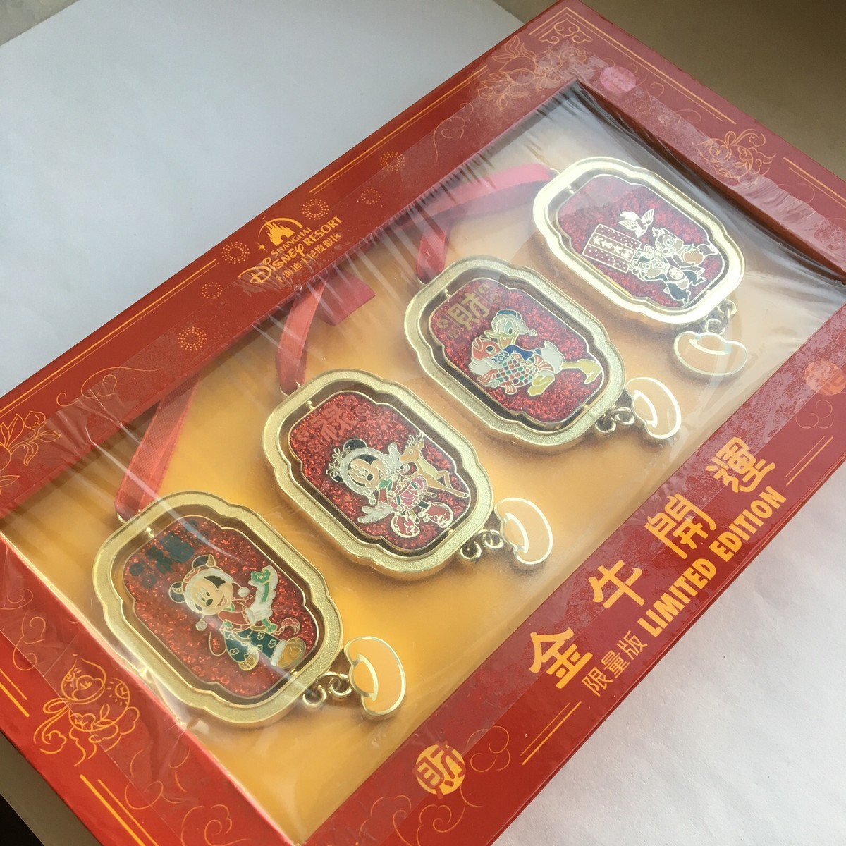 Shanghai Disney Pin SHDL 2021 OX New Year Box Jumbo 4 pins