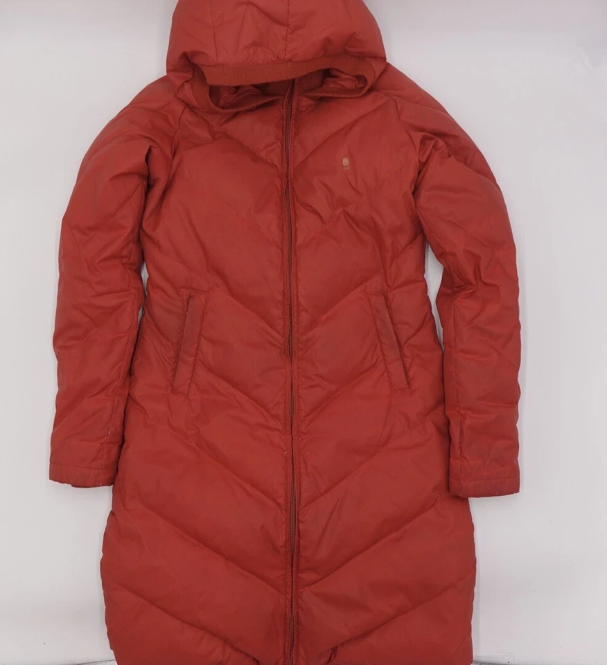 Abrigo largo acolchado Brooklyn Industries 50 % plumón/50 % pluma para mujer pequeño rojo Foto 4 de 4