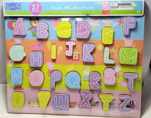 Peppa Pig Chunky ABC Wood Puzzle Wood Activities Peppa Pig 27 Pieces New Sealed