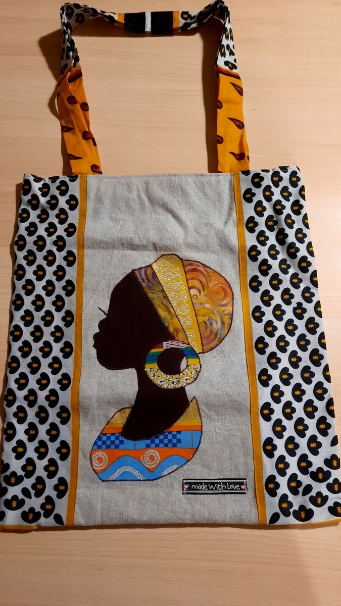 Borsa fatta a mano etnica e solidale con stoffe Wax a sostegno progetti  Tanzania