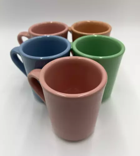 Set of 5- Vintage Homer Laughlin Coloration 8oz Coffee Mugs Pastel