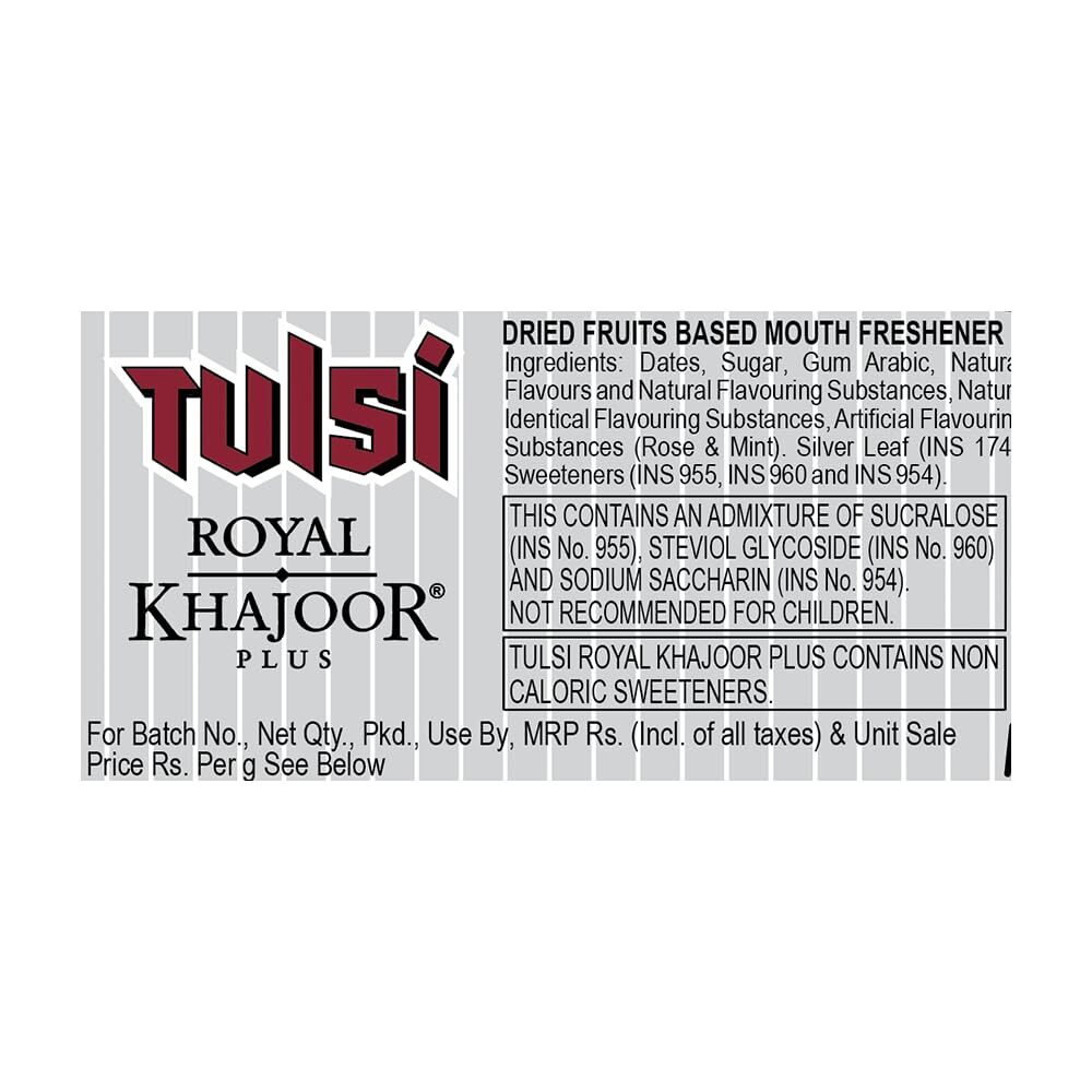 Tulsi Royal Khajoor Plus | Pack of 6 (30g x 6) | Silver Coated Khajoor |  Dates|