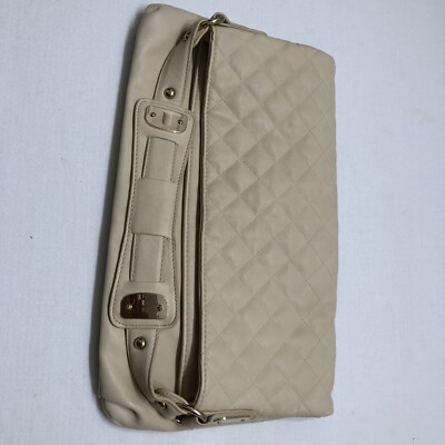 Express quilted ivory faux leather fold over clutch night out