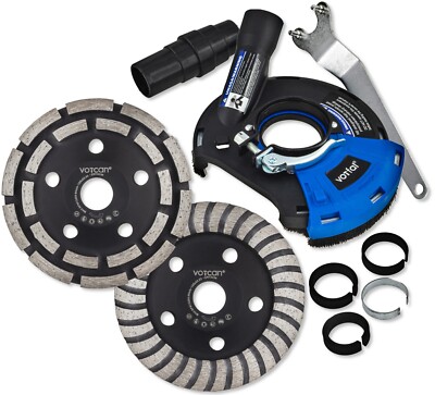 Absaughaube Winkelschleifer + 2x PREMIUM Diamantschleiftopf 125 mm Turbo Segment