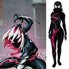 Venom Spider-Gwen Jumpsuit Hooded Spider-Girl Bodysuit Costume Cosplay Halloween