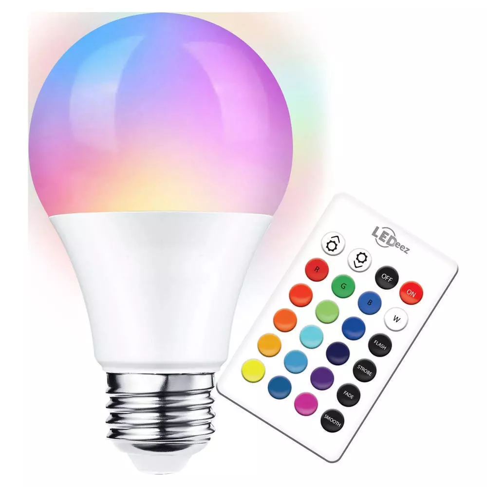 LEDeez Multicolor LED Light Bulb with Remote Control 16 Bright Colors 4 Modes